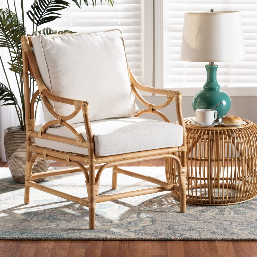 bali & pari - Brandon Chair in White/Natural Brown - Brandon-Rattan-Armchair view 8