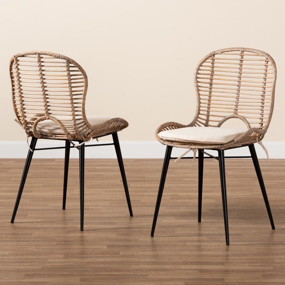 bali & pari - Brenna Set of 2 Dining Chairs in Greywash/Natural Brown/White - Bianca-Light Grey Rattan-DC view 8