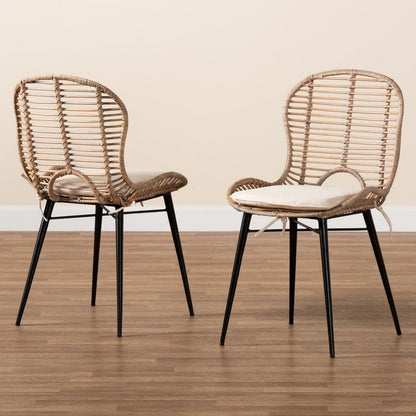 bali & pari - Brenna Set of 2 Dining Chairs in Greywash/Natural Brown/White - Bianca-Light Grey Rattan-DC view 8