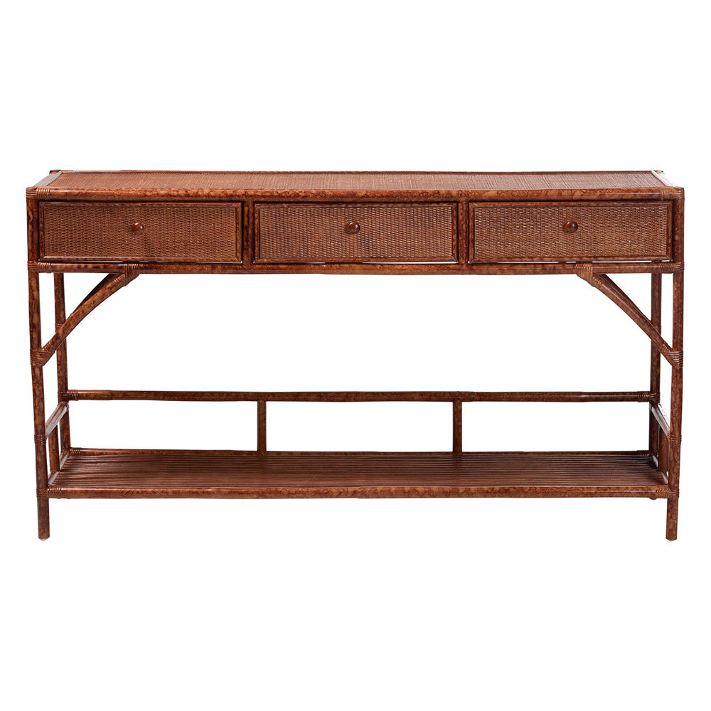 bali & pari - Brier Console Table in Marbled Tortoise Brown - Brier-Tortoise/Rattan-Console Table view 3