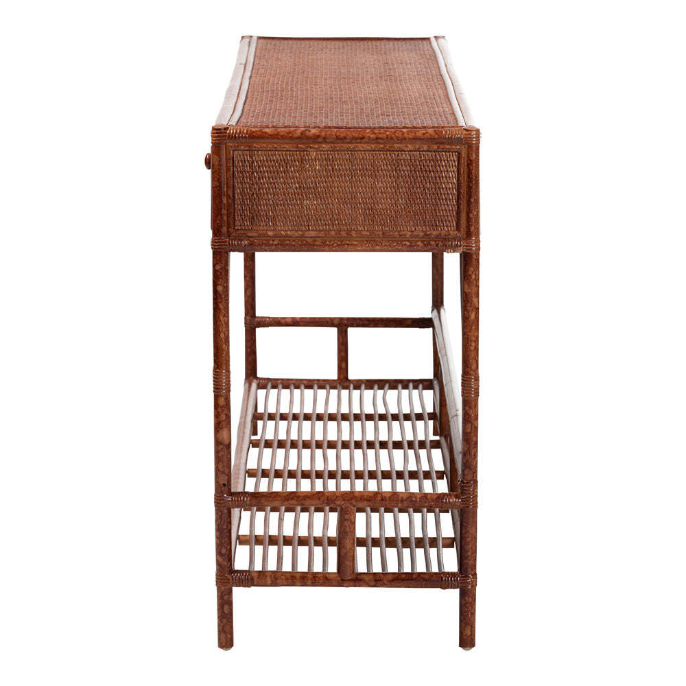 bali & pari - Brier Console Table in Marbled Tortoise Brown - Brier-Tortoise/Rattan-Console Table view 4
