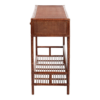 bali & pari - Brier Console Table in Marbled Tortoise Brown - Brier-Tortoise/Rattan-Console Table view 4