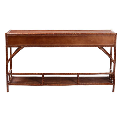 bali & pari - Brier Console Table in Marbled Tortoise Brown - Brier-Tortoise/Rattan-Console Table view 5