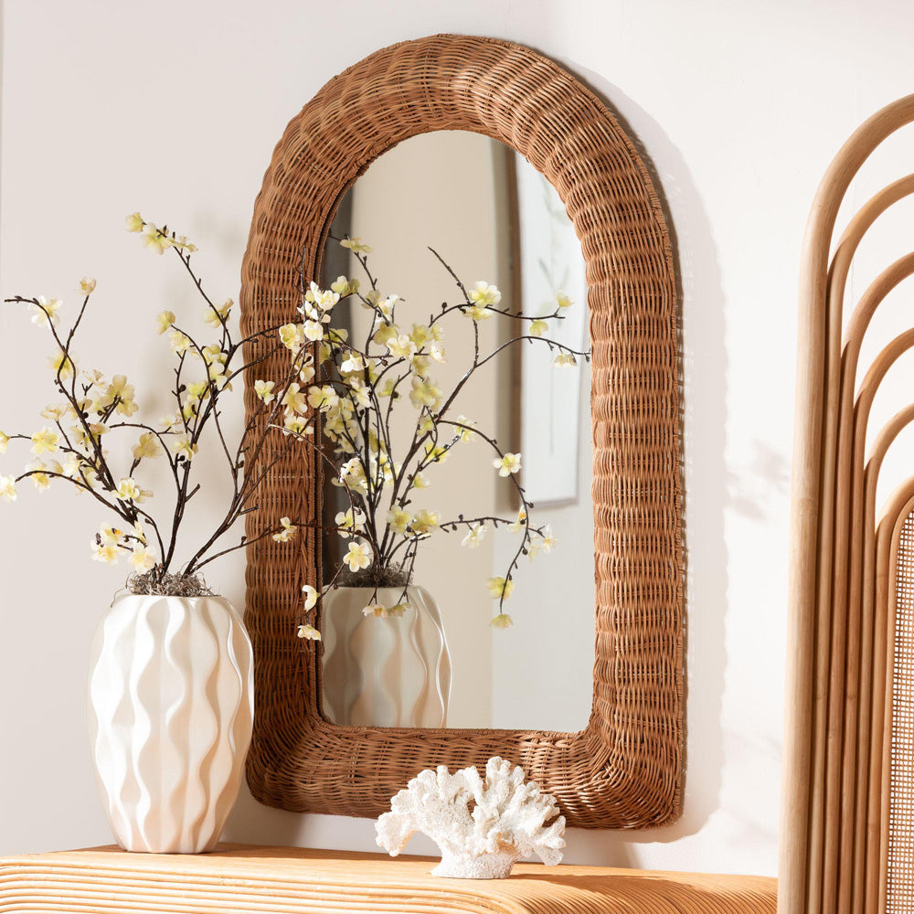 bali & pari - Brisia Mirror in Natural Brown - F247-FT6-Mirror view 3