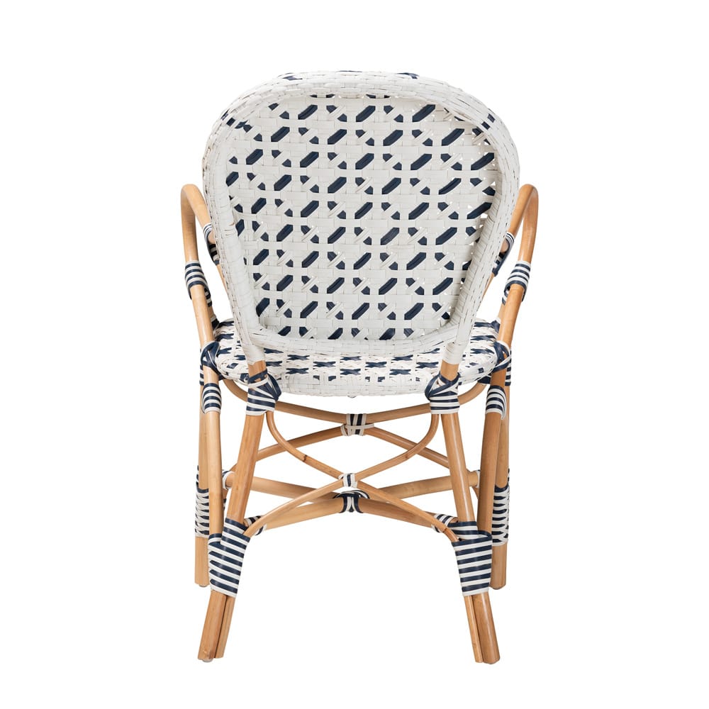 bali & pari - Bryson Dining Chair in Blue/White/Natural Brown - BC010-W2-Rattan-DC Arm view 4