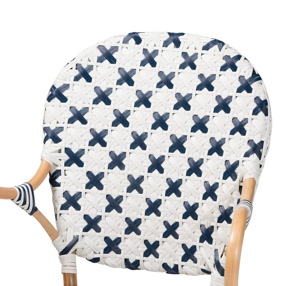 bali & pari - Bryson Dining Chair in Blue/White/Natural Brown - BC010-W2-Rattan-DC Arm view 5