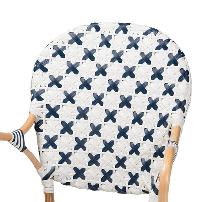 bali & pari - Bryson Dining Chair in Blue/White/Natural Brown - BC010-W2-Rattan-DC Arm view 5
