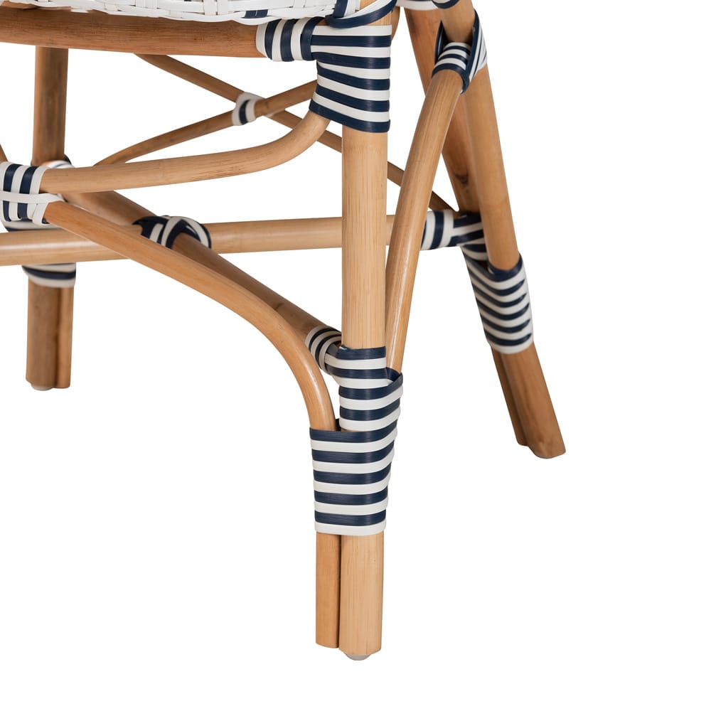 bali & pari - Bryson Dining Chair in Blue/White/Natural Brown - BC010-W2-Rattan-DC Arm view 6