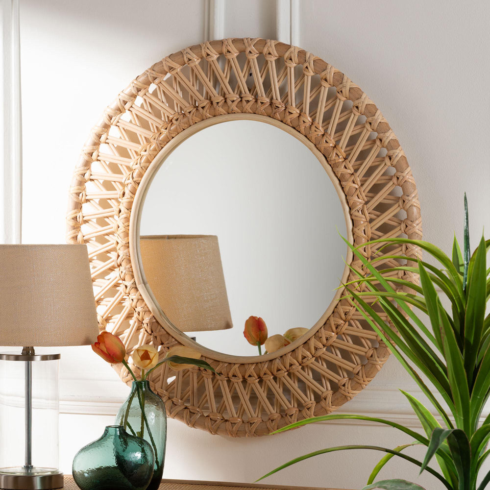 bali & pari - Burris Mirror in Natural - WS122-Natural Rattan-Mirror view 3