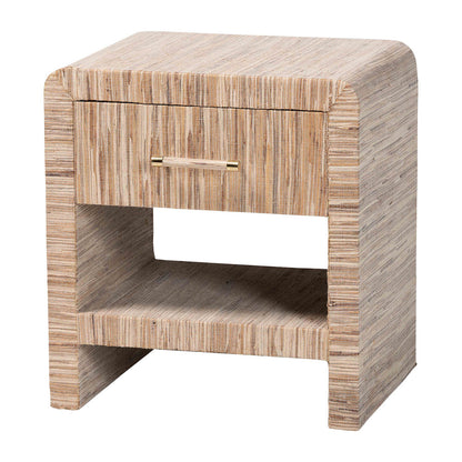 bali & pari - Callan Nightstand in Natural/Gold - Candy-Natural Woven Grasscloth-NS view 1