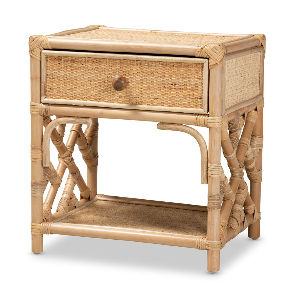 bali & pari - Camara Nightstand in Natural Brown - WS001-Rattan-NS view 1