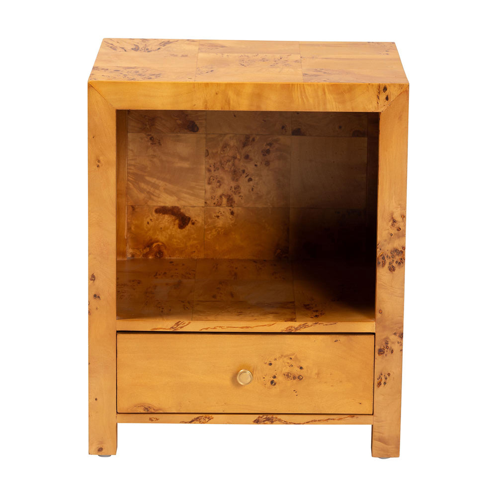 bali & pari - Camira Nightstand in Light Mappa Burl - SVN-1150-Natural Burl Op1-Nella-NS view 3