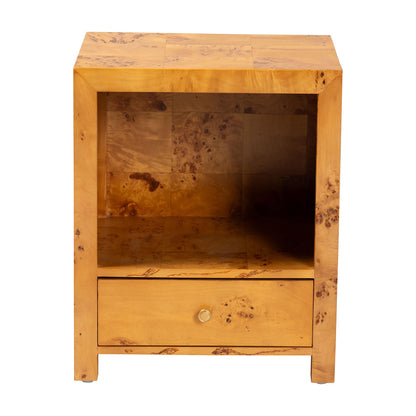 bali & pari - Camira Nightstand in Light Mappa Burl - SVN-1150-Natural Burl Op1-Nella-NS view 3