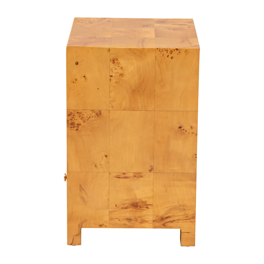 bali & pari - Camira Nightstand in Light Mappa Burl - SVN-1150-Natural Burl Op1-Nella-NS view 4