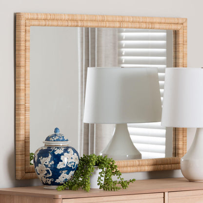 bali & pari  - Canan Mirror in Light Brown - Canan-Light Brown-Rectangular Woven-Mirror view 4