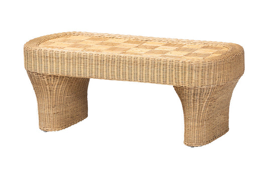 bali & pari - Canika Coffee Table - Checkered-Natural-Rattan-CT view 1
