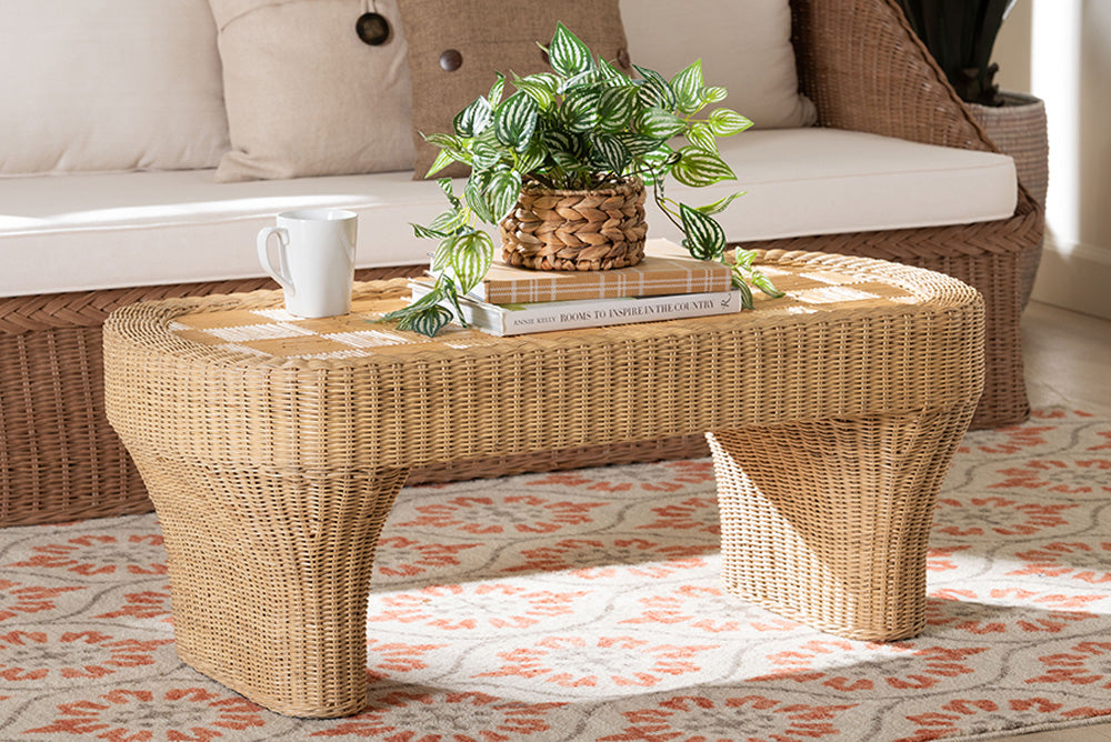 bali & pari - Canika Coffee Table - Checkered-Natural-Rattan-CT view 2