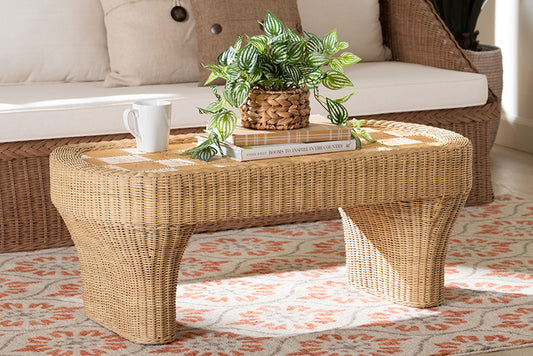 bali & pari - Canika Coffee Table - Checkered-Natural-Rattan-CT view 2