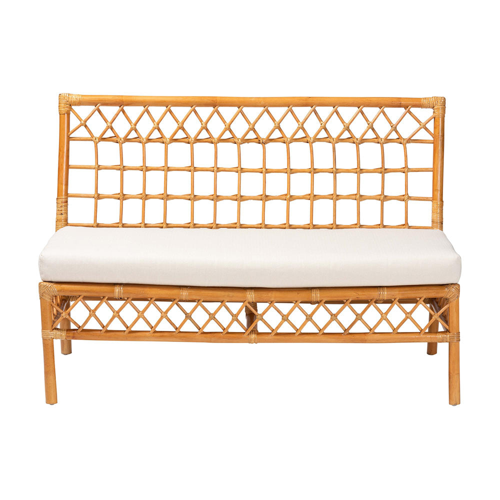 bali & pari - Capella Dining Bench in Light honey/White - DCWH10016-Light Honey Rattan-Dining Bench view 2