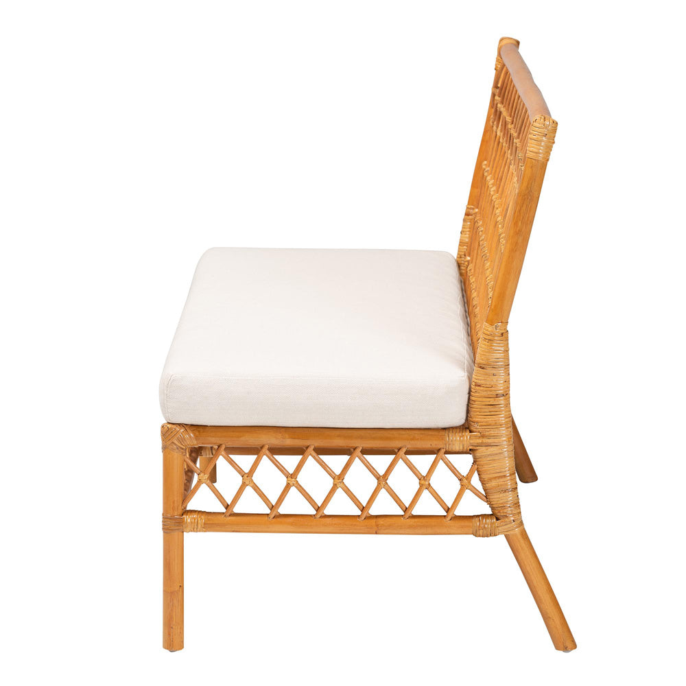 bali & pari - Capella Dining Bench in Light honey/White - DCWH10016-Light Honey Rattan-Dining Bench view 3
