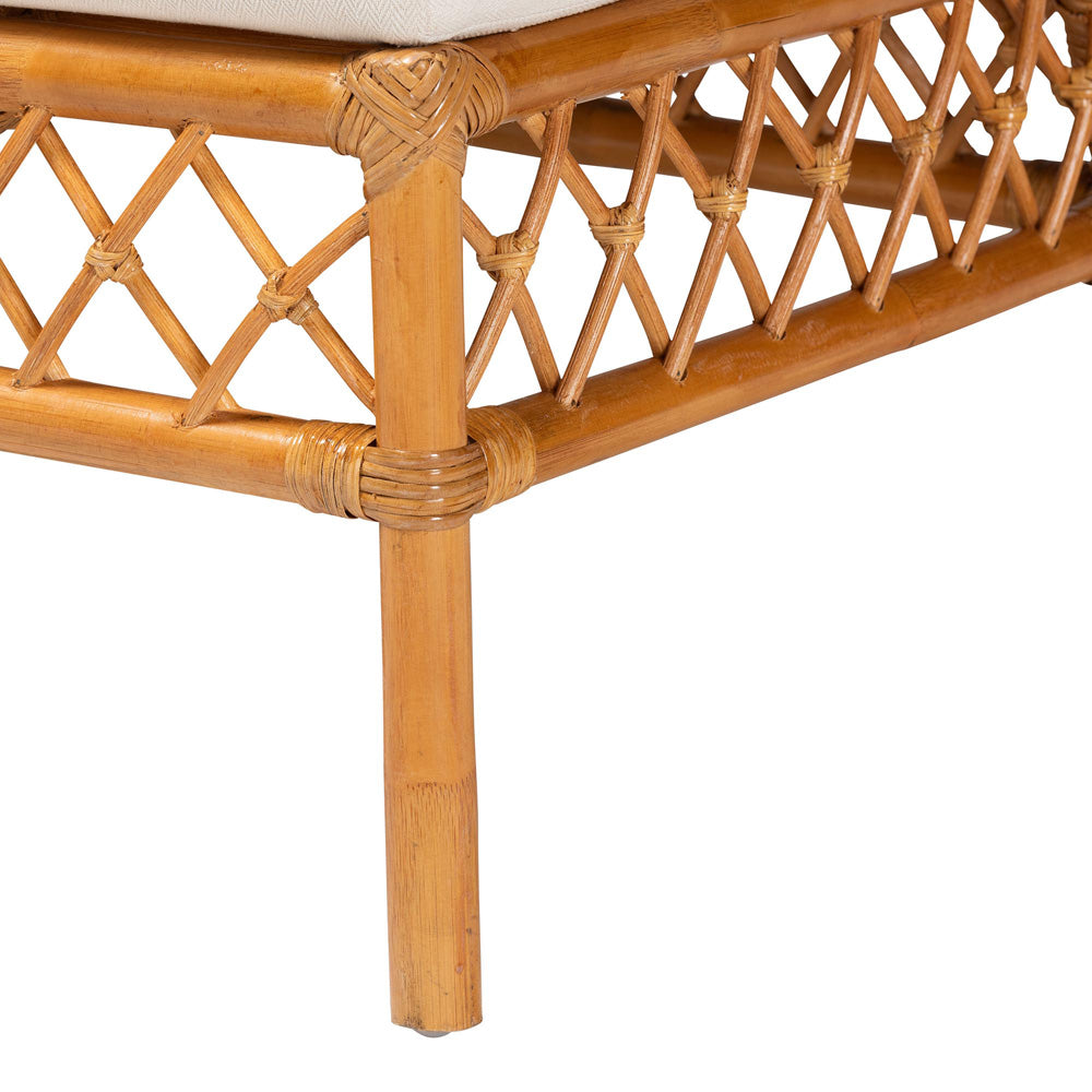 bali & pari - Capella Dining Bench in Light honey/White - DCWH10016-Light Honey Rattan-Dining Bench view 6