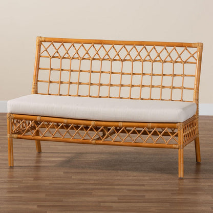 bali & pari - Capella Dining Bench in Light honey/White - DCWH10016-Light Honey Rattan-Dining Bench view 9