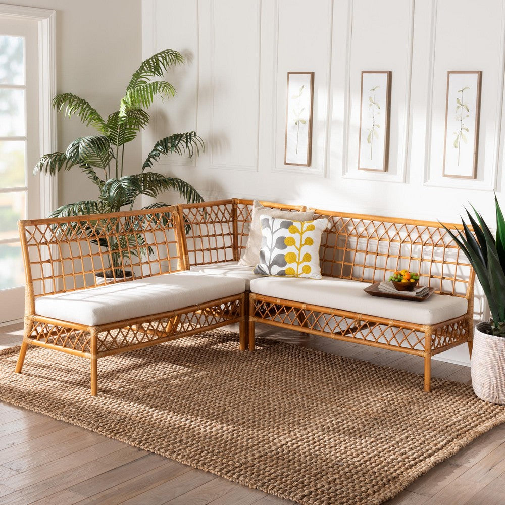 bali & pari - Capella Dining Set in White/Light Honey - DCWH10016-Light Honey Rattan-L-Shape Seating view 7