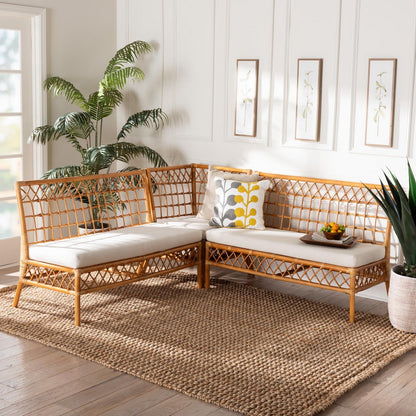 bali & pari - Capella Dining Set in White/Light Honey - DCWH10016-Light Honey Rattan-L-Shape Seating view 7