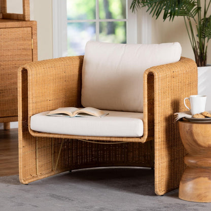 bali & pari  - Carina Arm Chair in Light Honey - Palm-Light Honey/Rattan-Cushioned-AC view 7