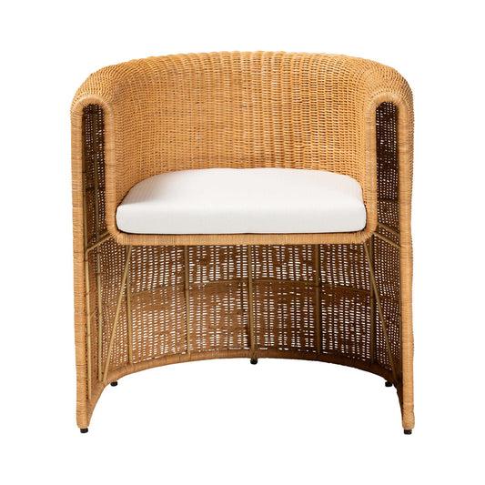 bali & pari - Carina Dining Chair in Light Honey - Palm-Light Honey/Rattan-Cushioned-Barrel-DC view 2