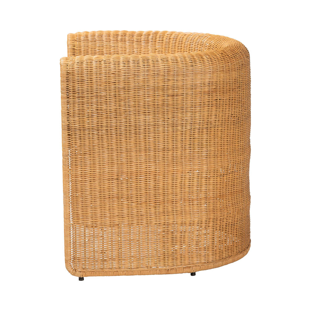 bali & pari - Carina Dining Chair in Light Honey - Palm-Light Honey/Rattan-Cushioned-Barrel-DC view 3