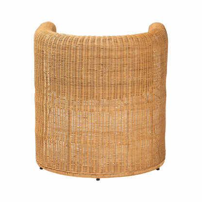 bali & pari - Carina Dining Chair in Light Honey - Palm-Light Honey/Rattan-Cushioned-Barrel-DC view 4