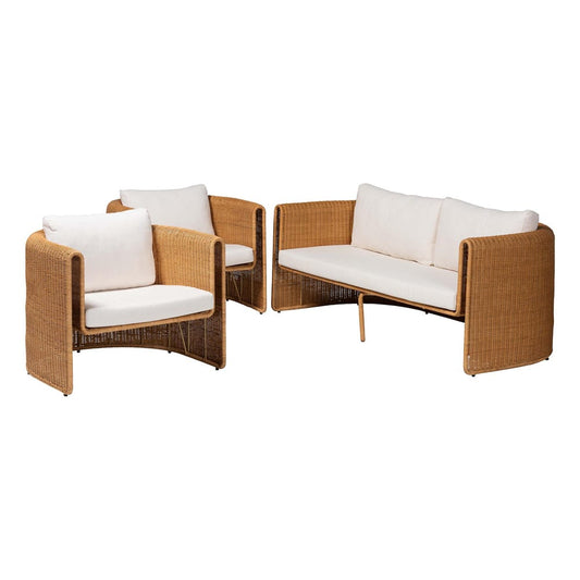 bali & pari  - Carina Sofa Set in Light Honey - Palm-Light Honey/Rattan-Cushioned-3PC Set view 1