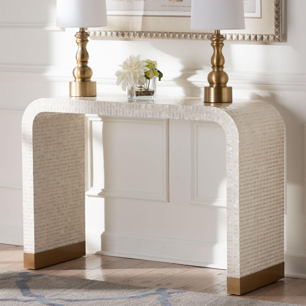 bali & pari - Carlyn Console Table in Beige/White/Gold - F242-FT19-Console Table view 7