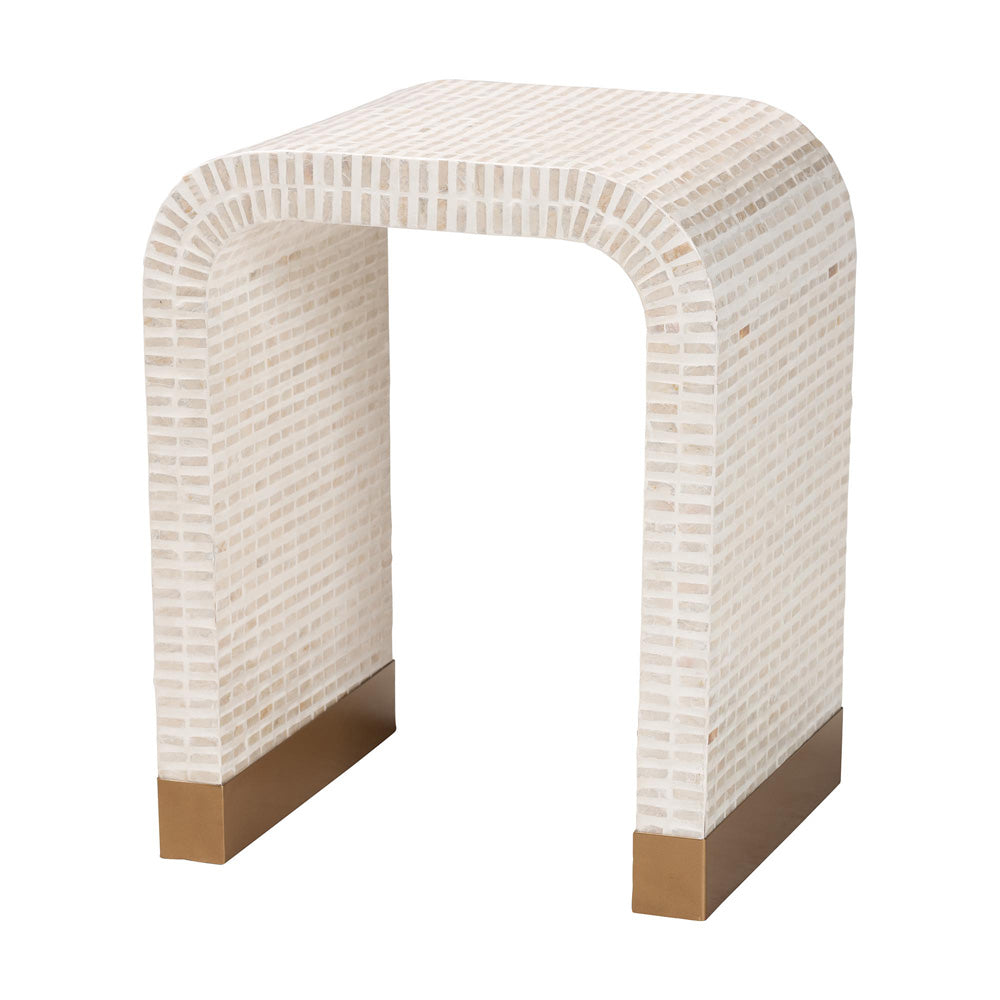bali & pari - Carlyn End Table in Beige/White/Gold - F242-FT19-Side Table view 1