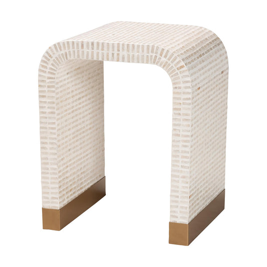 bali & pari - Carlyn End Table in Beige/White/Gold - F242-FT19-Side Table view 1