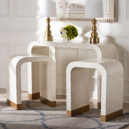 bali & pari - Carlyn Occasional Table Set in Beige/White/Gold - F242-FT19-3PC-Table Set view 8