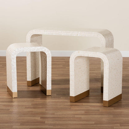 bali & pari - Carlyn Occasional Table Set in Beige/White/Gold - F242-FT19-3PC-Table Set view 9