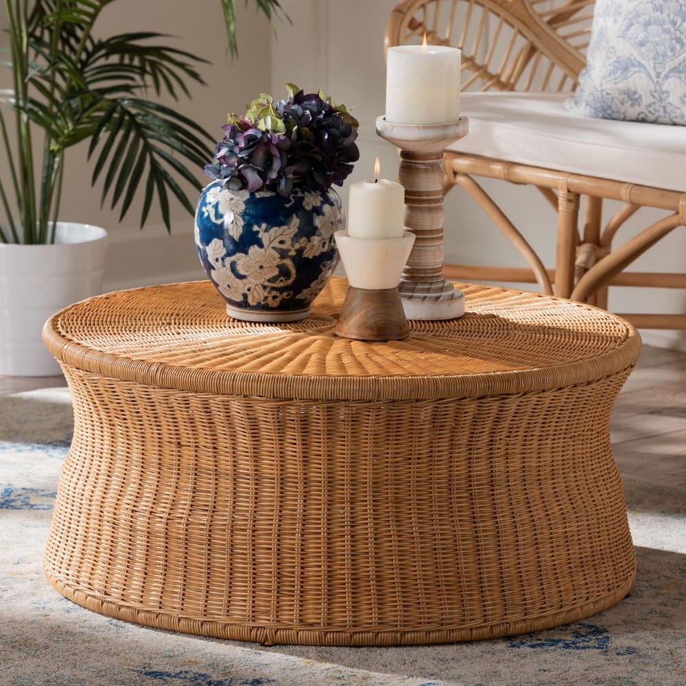 bali & pari - Caroline Coffee Table in Light Honey - Charlote-Light Honey Rattan-Large-CT view 6
