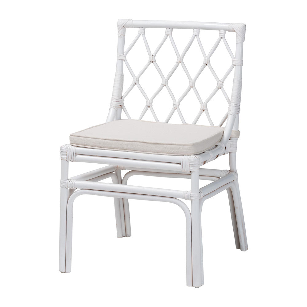 bali & pari - Carwyn Dining Chair in White - WS096-White Wash-Rattan-DC view 1