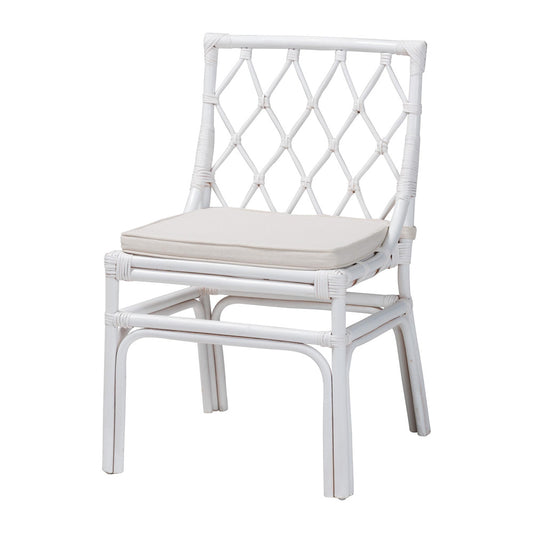 bali & pari - Carwyn Dining Chair in White - WS096-White Wash-Rattan-DC view 1