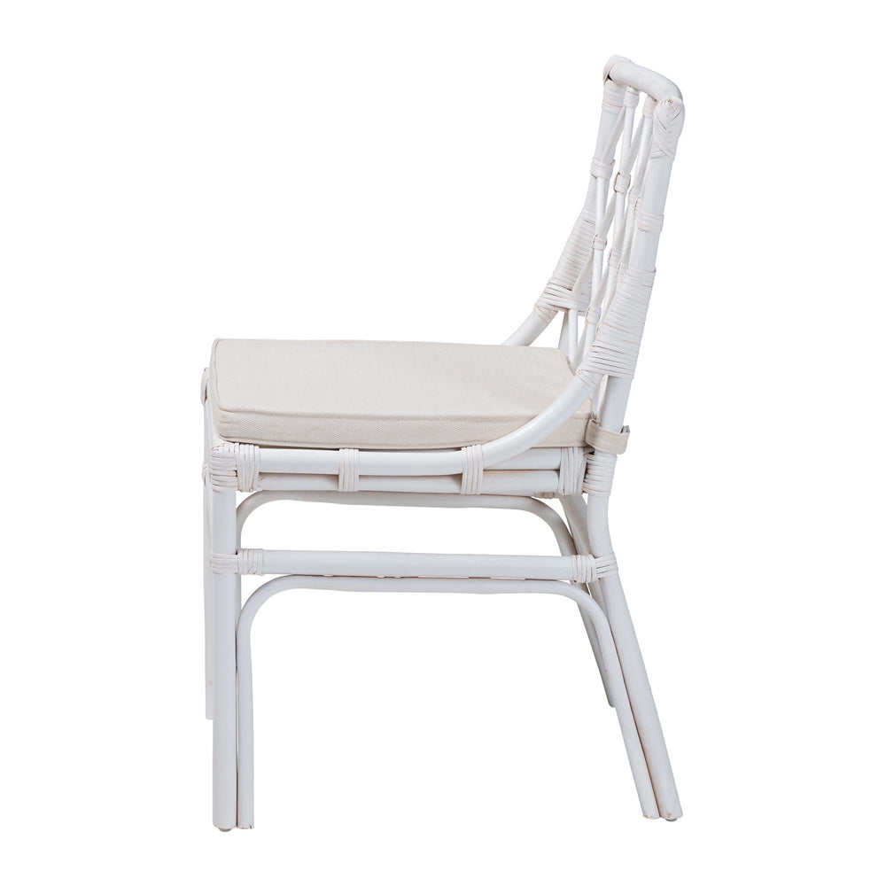 bali & pari - Carwyn Dining Chair in White - WS096-White Wash-Rattan-DC view 3