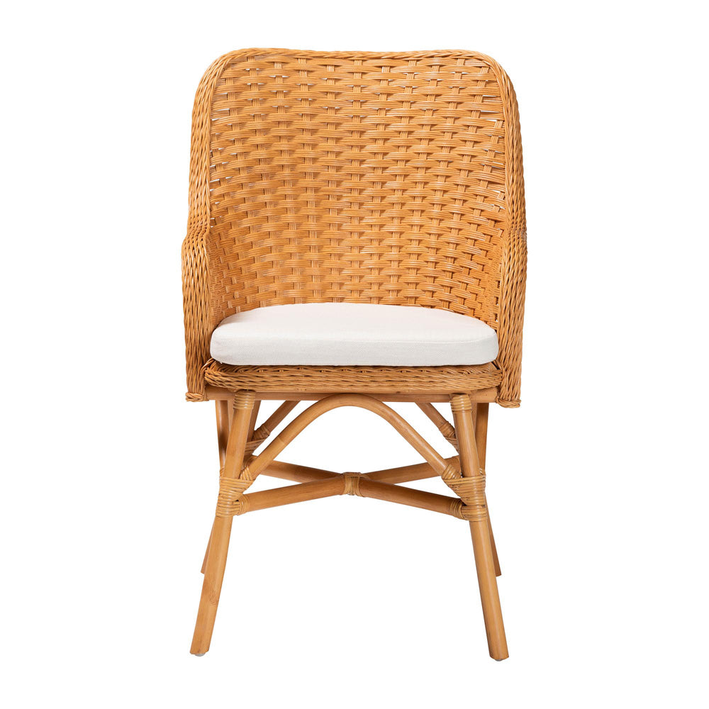 bali & pari - Celsie Dining Chair in Light Honey/White - Celsie-Light Honey Rattan Cushioned-DC view 2
