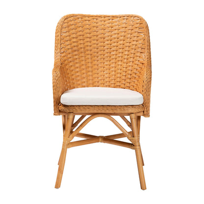 bali & pari - Celsie Dining Chair in Light Honey/White - Celsie-Light Honey Rattan Cushioned-DC view 2