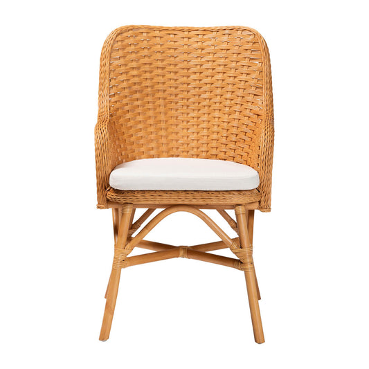bali & pari - Celsie Dining Chair in Light Honey/White - Celsie-Light Honey Rattan Cushioned-DC view 2
