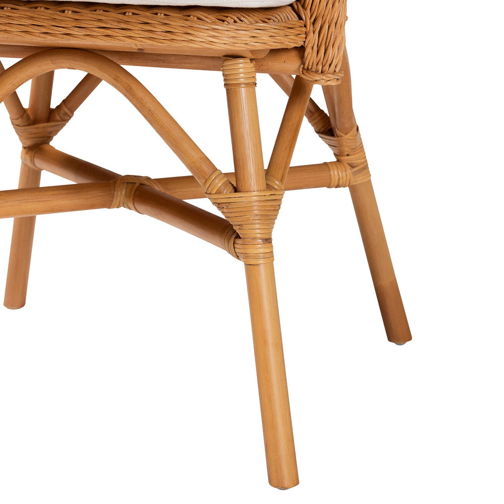 bali & pari - Celsie Dining Chair in Light Honey/White - Celsie-Light Honey Rattan Cushioned-DC view 6