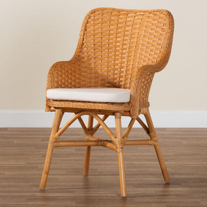 bali & pari - Celsie Dining Chair in Light Honey/White - Celsie-Light Honey Rattan Cushioned-DC view 9