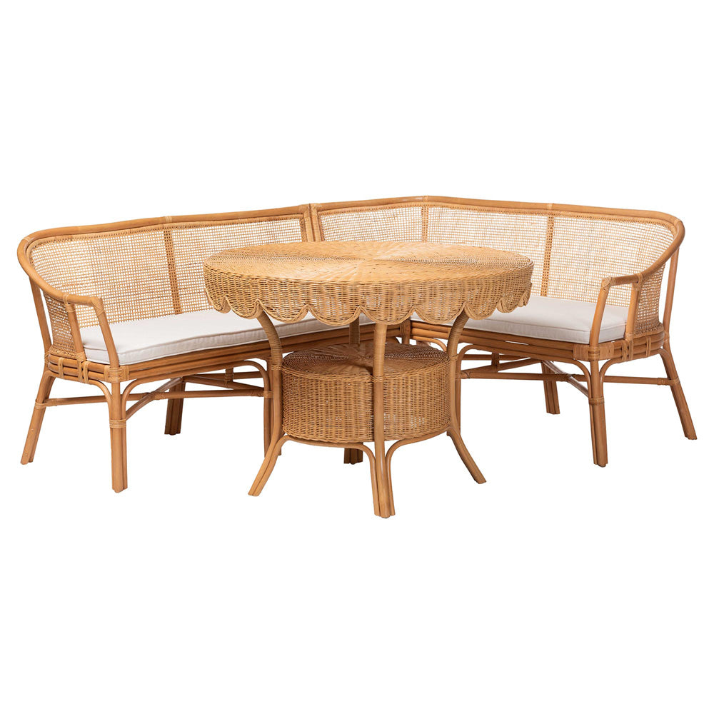 bali & pari - Ceona Dining Set in Light Honey - Adede/Palm Short-3PC Dining Set view 1