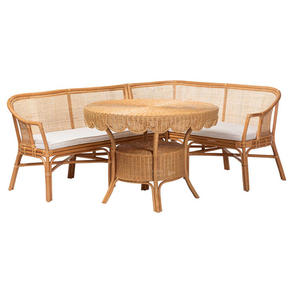 bali & pari - Ceona Dining Set in Light Honey - Adede/Palm Short-3PC Dining Set view 1