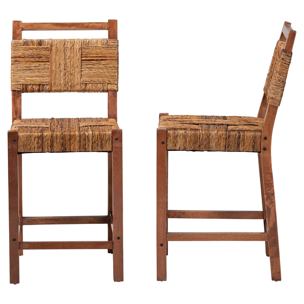 bali & pari - Chabela Set of 2 Counter Stools in Natural Brown/Light Brown - Luanda-Type B-Light Brown Wood/Natural Weave-CS-KD Box view 3